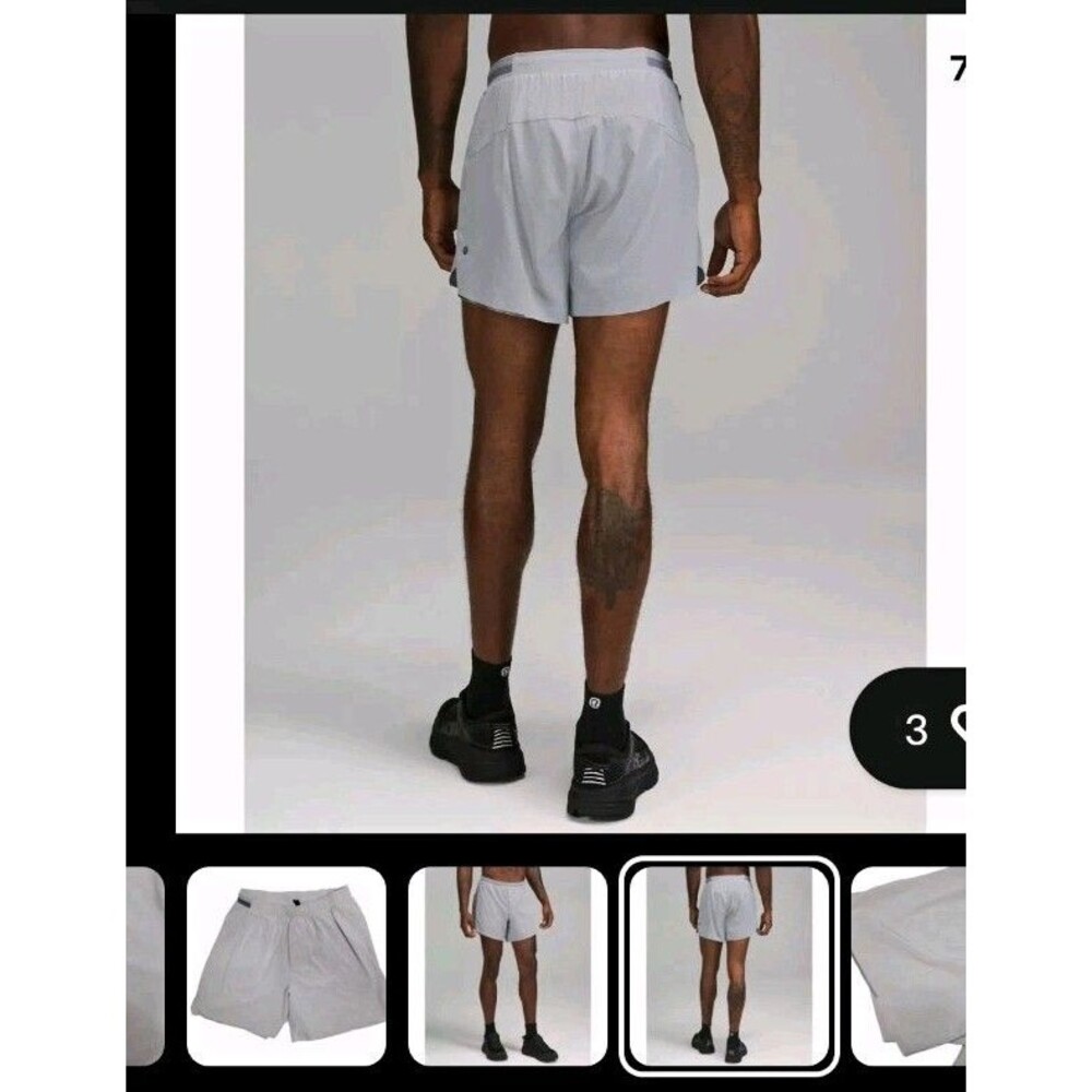 Lululemon mens fast free grey lined shorts size small